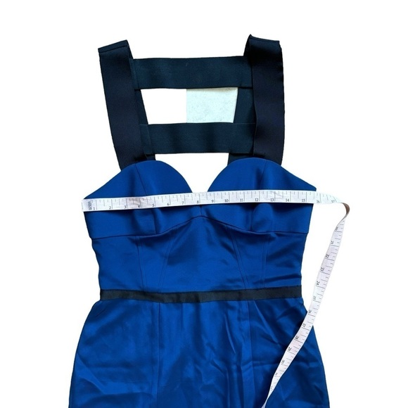 NWT Jay Godfrey Silk Navy Blue And Black Cage Bodycon Dress Women’s 4 Mini Skirt - Picture 7 of 16